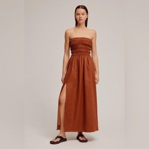 Venroy Brown Strapless Linen Dress BNWOT